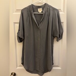 Maeve Charcoal Button Down Shirt 100% Silk